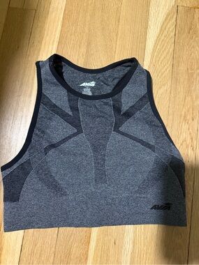 Avia Charcoal and Black High-Neck Seamless Sports Bra